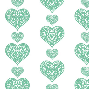 Green filigree hearts - A