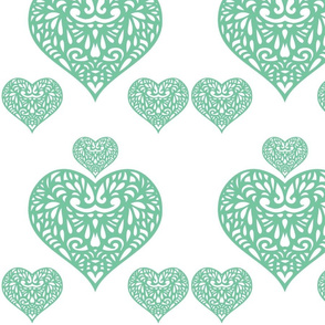 Green filigree hearts - B 