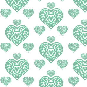 Green filigree hearts - C