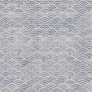 Japanese Block Print Pattern of Ocean Waves (large scale) | Japanese waves pattern, grey on grey, boho print, neutral decor.