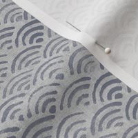 Japanese Block Print Pattern of Ocean Waves (xl scale) | Japanese waves pattern, grey on grey, boho print, neutral decor.