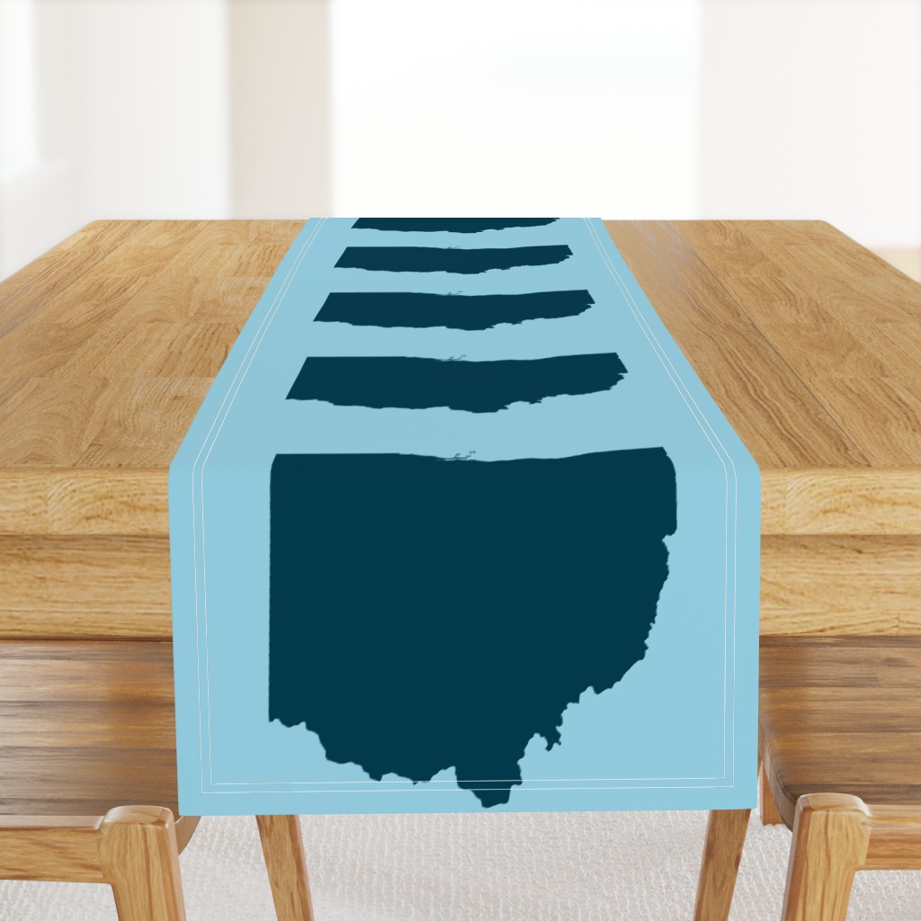 18" Ohio silhouette - navy on light blue