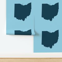 18" Ohio silhouette - navy on light blue