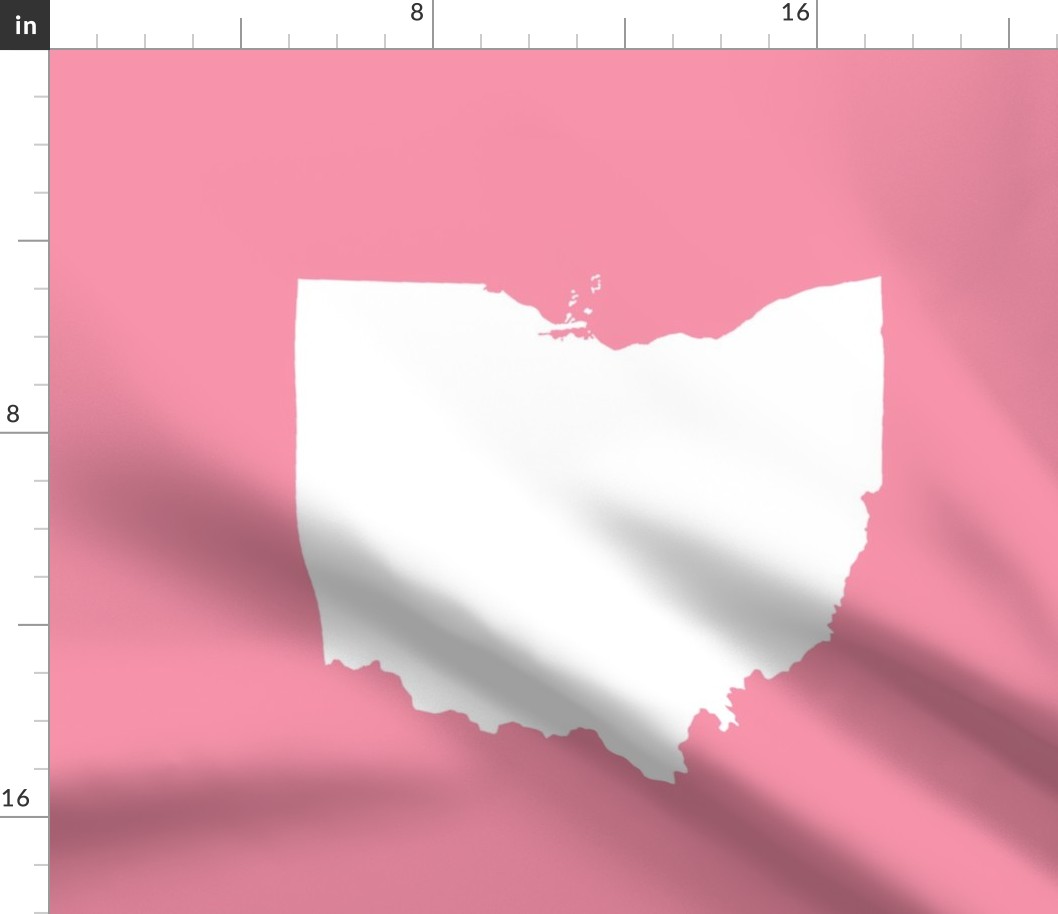 18" Ohio silhouette - white on pink