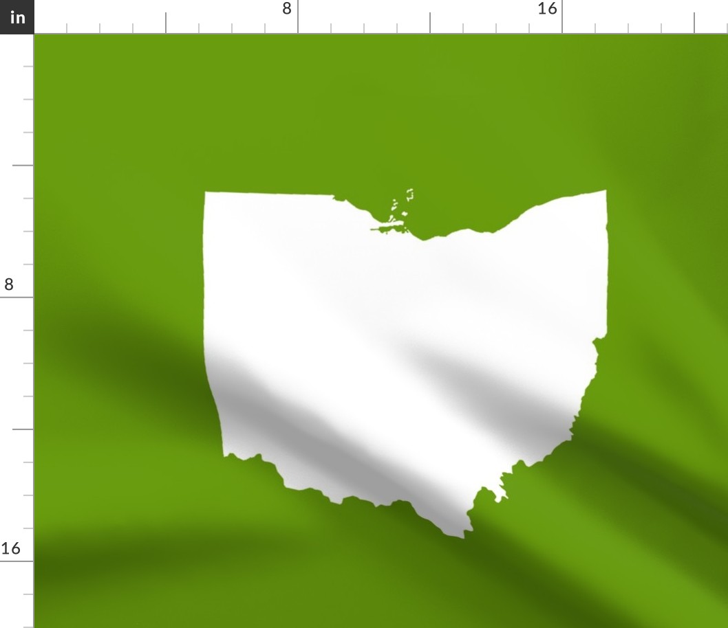 18" Ohio silhouette - white on leaf green