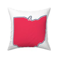 18" ohio silhouette in baseball red and navy on white