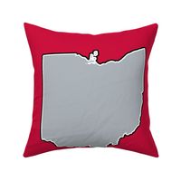 18" Ohio silhouette in grey on football red