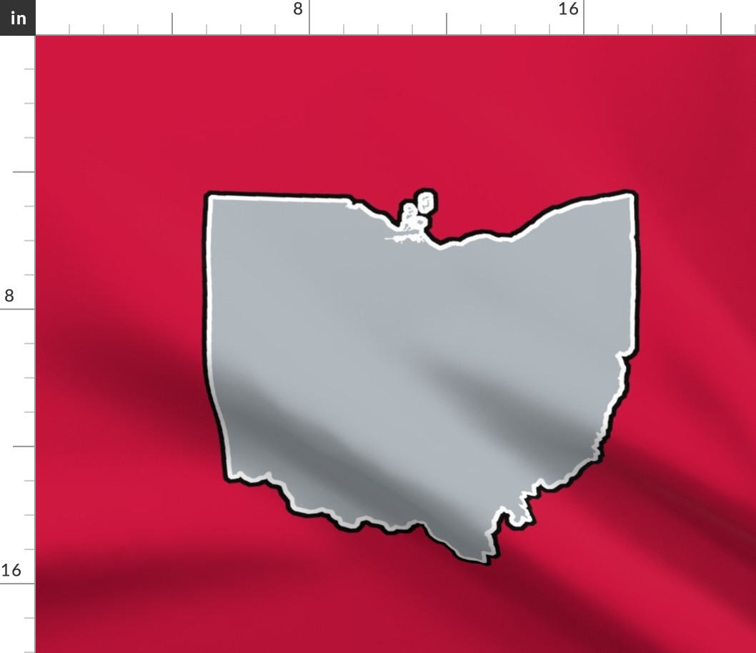 18" Ohio silhouette in grey on football red
