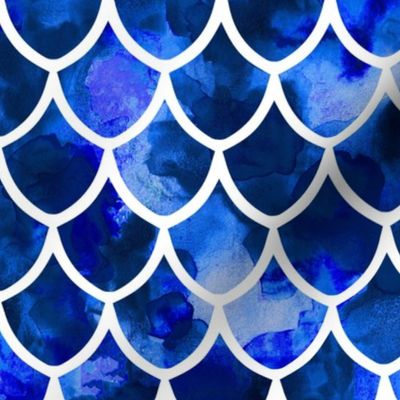 indigo watercolor mermaid scales