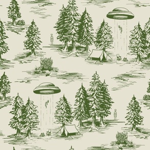 Green Toile Fabric, Wallpaper and Home Decor | Spoonflower