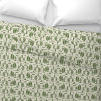 Small-Scale Green Alien Abduction Toile de Jouy Pattern