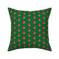 Robin print on festive green