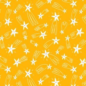 Small scale falling shiny stars on yellow background 