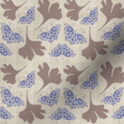 BLUE BUTTERFLIES fabric-1B with GINGKO   linen-colors-wisteria-cocoabrown-mixnatural-on-MIXNATURAL-MOVED