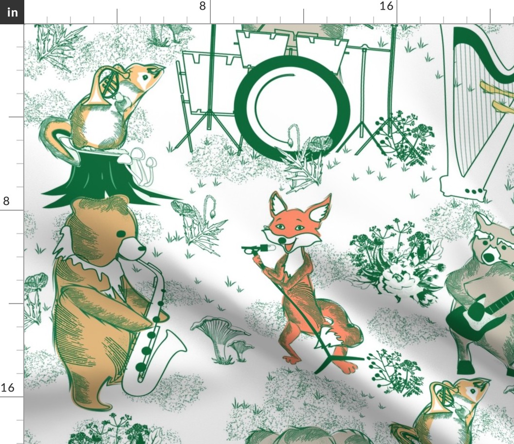 Jungle Jam- Whimsical Toile- Rainbow Woodland Band- Large Scale