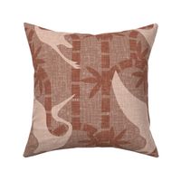 Zen Deco Tropics- Art Deco Bamboo and Cranes- Apricot Rose- Large Scale