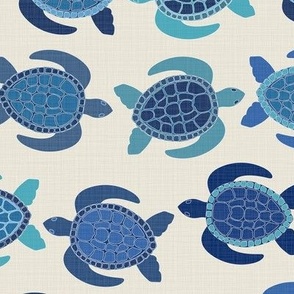 Baby sea turtle migration - blue - medium - 10.5”x13”
