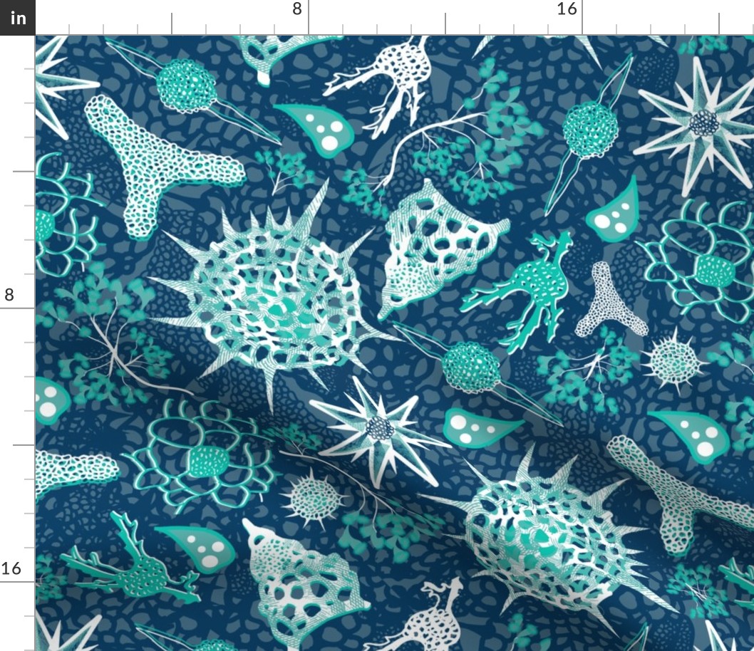 Microorganisms- Protozoans- Turquoise Cerulean Blue- Large Scale