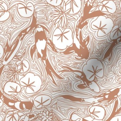 Koi Pond- Continuous line contour- Sienna- Regular Scale