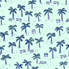 palm trees and coolers at the beach