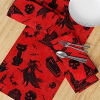 Gothic Halloween pattern in black and red