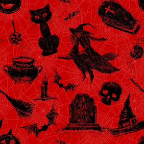 Gothic Halloween pattern in black and red