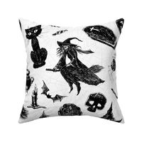 Gothic Halloween pattern in black and white