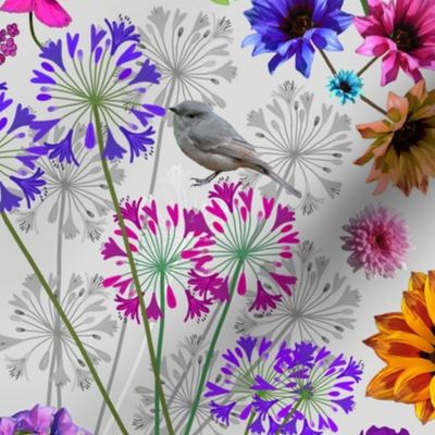 Floral Dream - My Spring/Summer Garden - silver grey, large 
