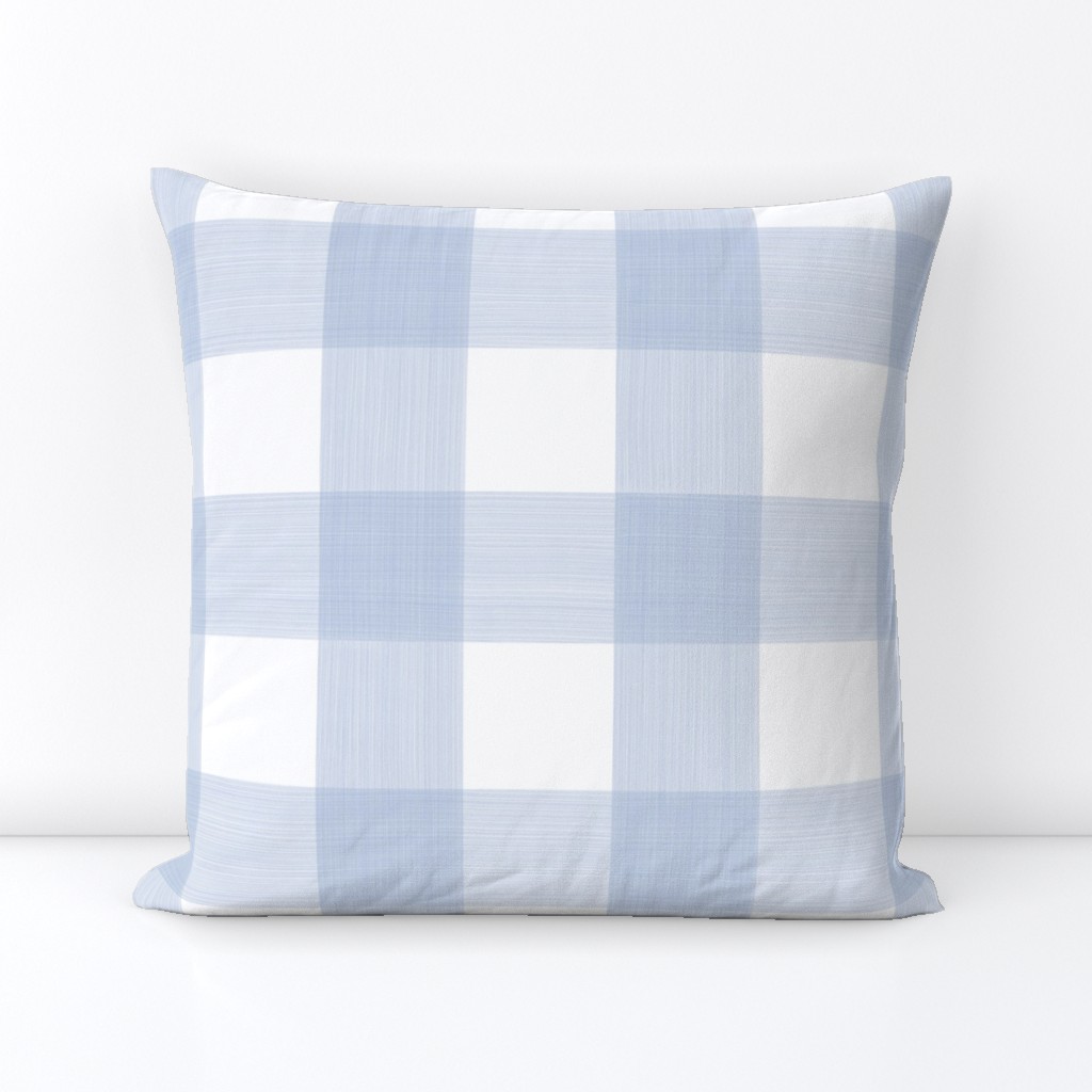 3" Buffalo Plaid half shade Soft Blue and white