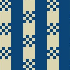 JP15 - Medium - Art Deco Checked Stripes in Almond and Blue