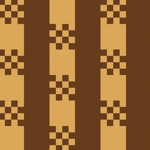 JP22 - Medium - Art Deco Checked Stripes in Brown and Gold aka Pecan Praline
