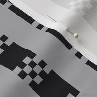 JP23 -  Medium - Art Deco Checked Stripes in Charcoal and Light Grey