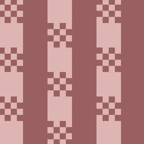 JP24 - Medium - Art Deco Checked Stripes in Brown and Rustic Peach Pastel