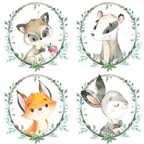 Young Forest Friends - Woodland Animals w/ Wreath, MEDIUM scale