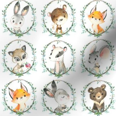 Young Forest Friends - Woodland Animals w/ Wreath, SMALL scale