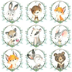 Young Forest Friends - Woodland Animals w/ Wreath, SMALL scale