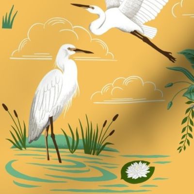 E is for Egret-Mustard