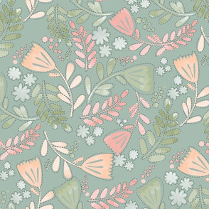 Floral_green_mint  by art for joy lesja saramakova gajdosikova design