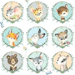 Young Forest Friends // Woodland Animals w/ Wreath, SMALL scale