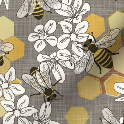 Save The Honey Bees - Taupe - Large