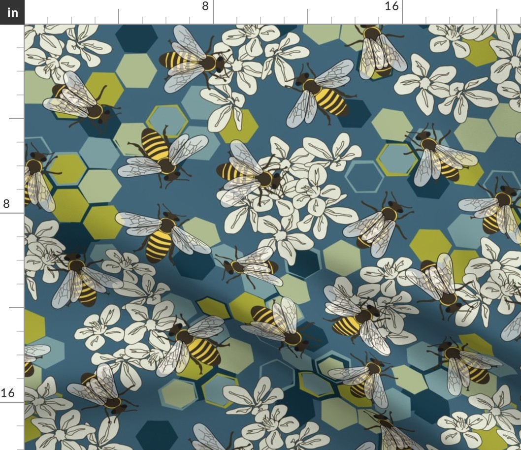 Save The Honey Bees Teal - Green - Large