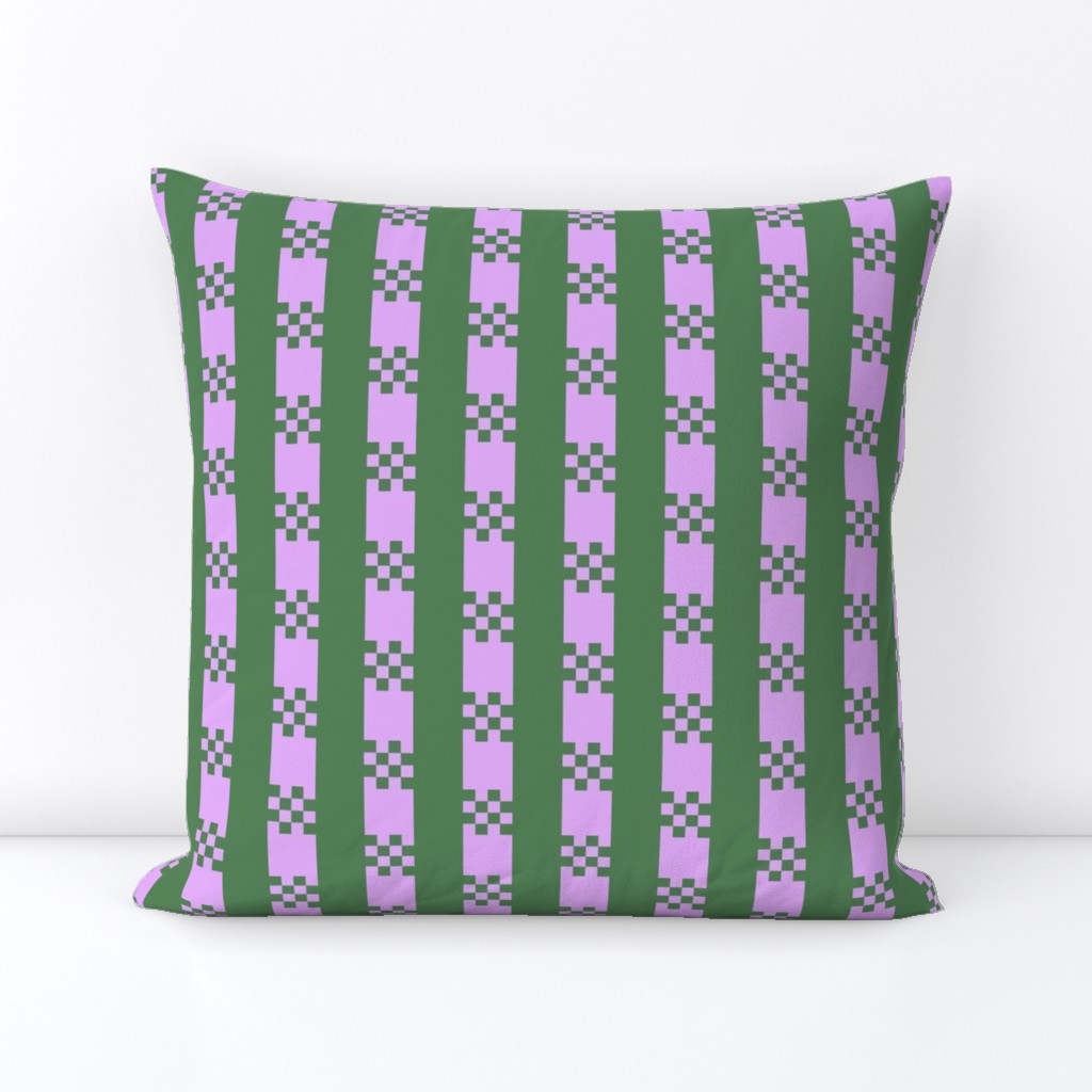 JP30 - Art Deco Checked Stripes in Lilac Pink and Green