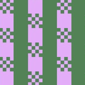 JP30 - Art Deco Checked Stripes in Lilac Pink and Green