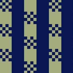 JP31 - Medium - Art Deco Checked Stripes in Navy and Pastel Olive