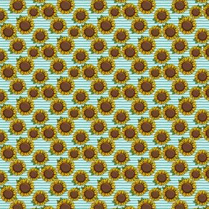 (extra small scale) Sunflowers - aqua stripes C20BS