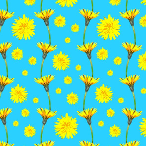 Pop-Art Dandelion Chains on Turquoise Blue