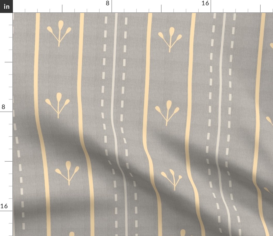 Chikankari Embroidery Stripes- Tepchi and Murri Stitch- Gray Eggshell White Flax- Large Scale 