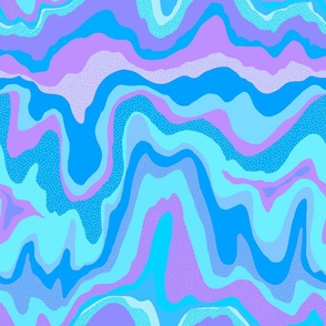 Marbled psychedelic pattern in blue and purple with spots