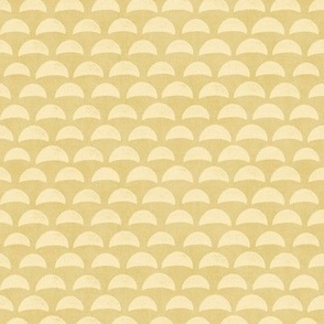 Block Print Pebble Beach in Golden Sandy Yellow | Hand block printed pattern of beach pebbles in gold yellow, beach fabric for totes, wraps and swimwear.