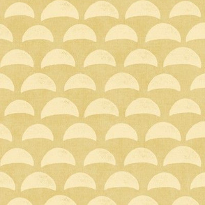 Block Print Pebble Beach in Golden Sandy Yellow (xl scale)| Hand block printed pattern of beach pebbles in gold yellow, beach fabric for totes, wraps and swimwear.